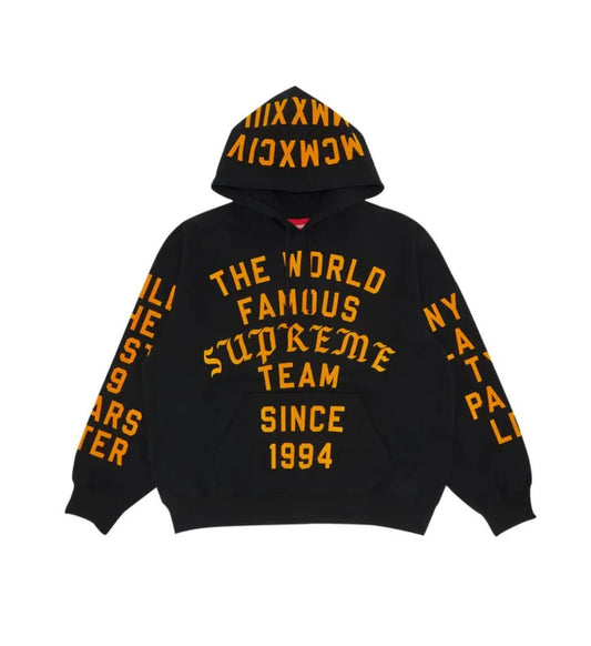 Supreme Team Flocked Hooded Sweatshirt 'Black'