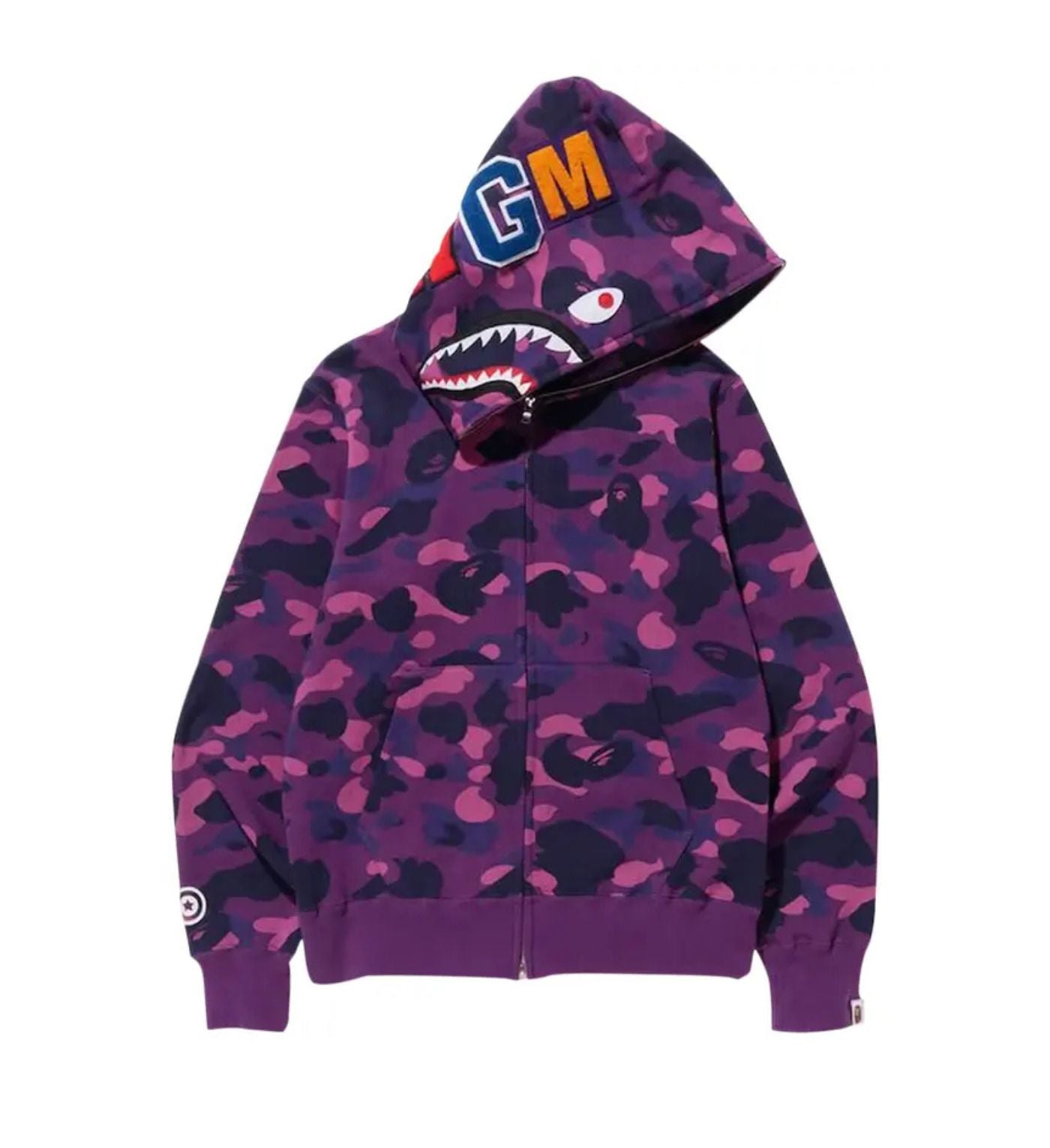 ВАРЕ Color Camo Shark Full Zip Hoodie 'Purple'