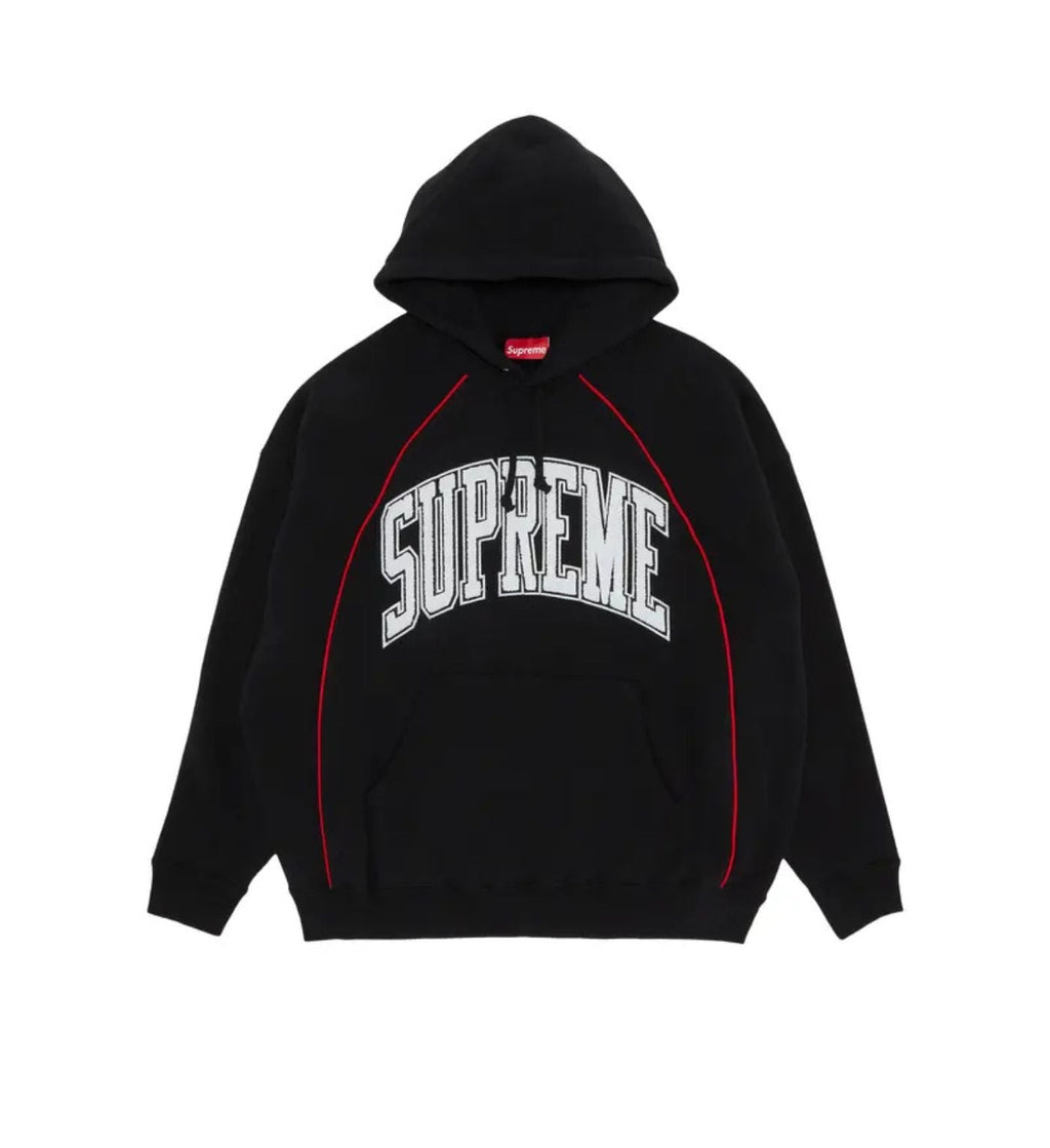 Supreme Boxy Piping Arc Hooded Sweatshirt 'Black'