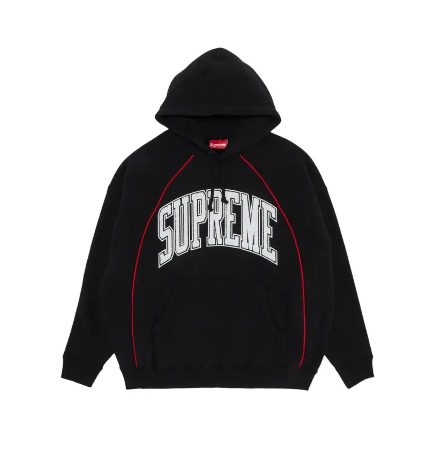 Supreme Boxy Piping Arc Hooded Sweatshirt 'Black'