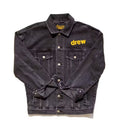 drew house chenille mascot patch trucker jacket black