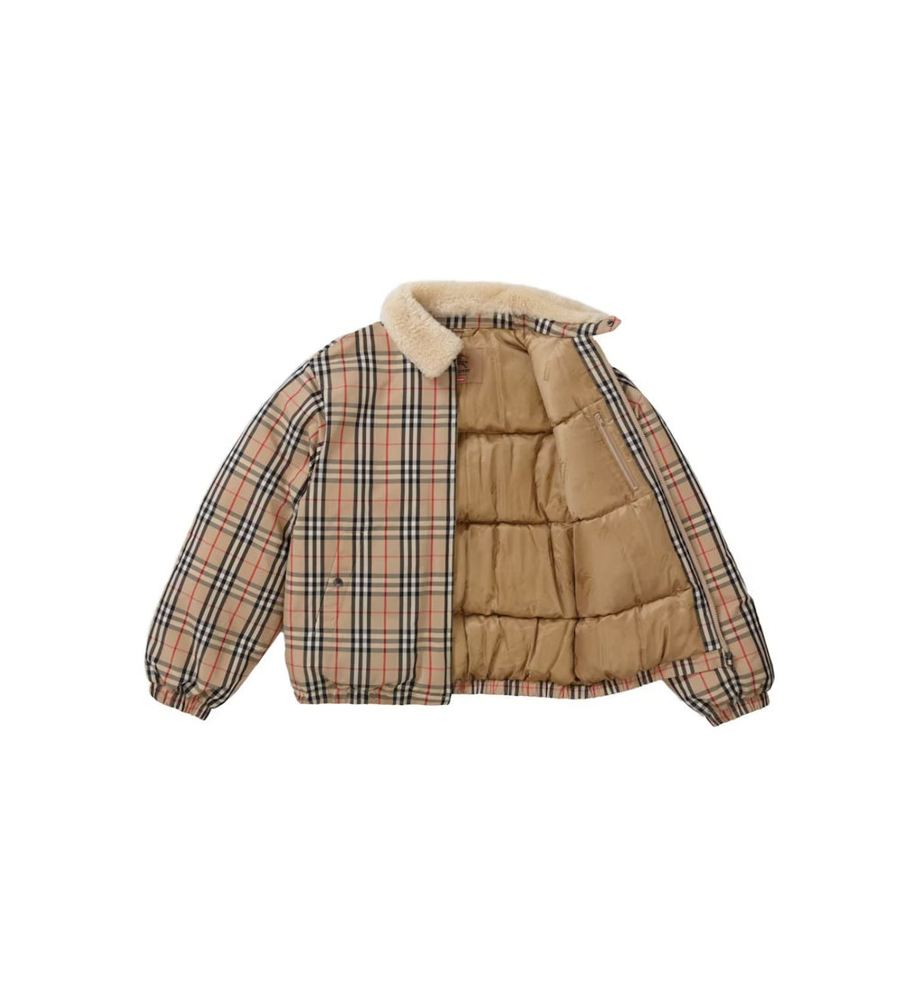 Supreme Burberry Shearling Collar Down Puffer Jacket