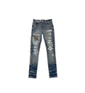 AMIRI Leather Staggered Logo Jeans Vintage Indigo