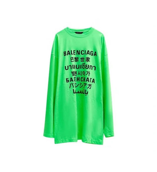 Balenciaga Languages Long-Sleeve T-Shirt 'Fluo Green'