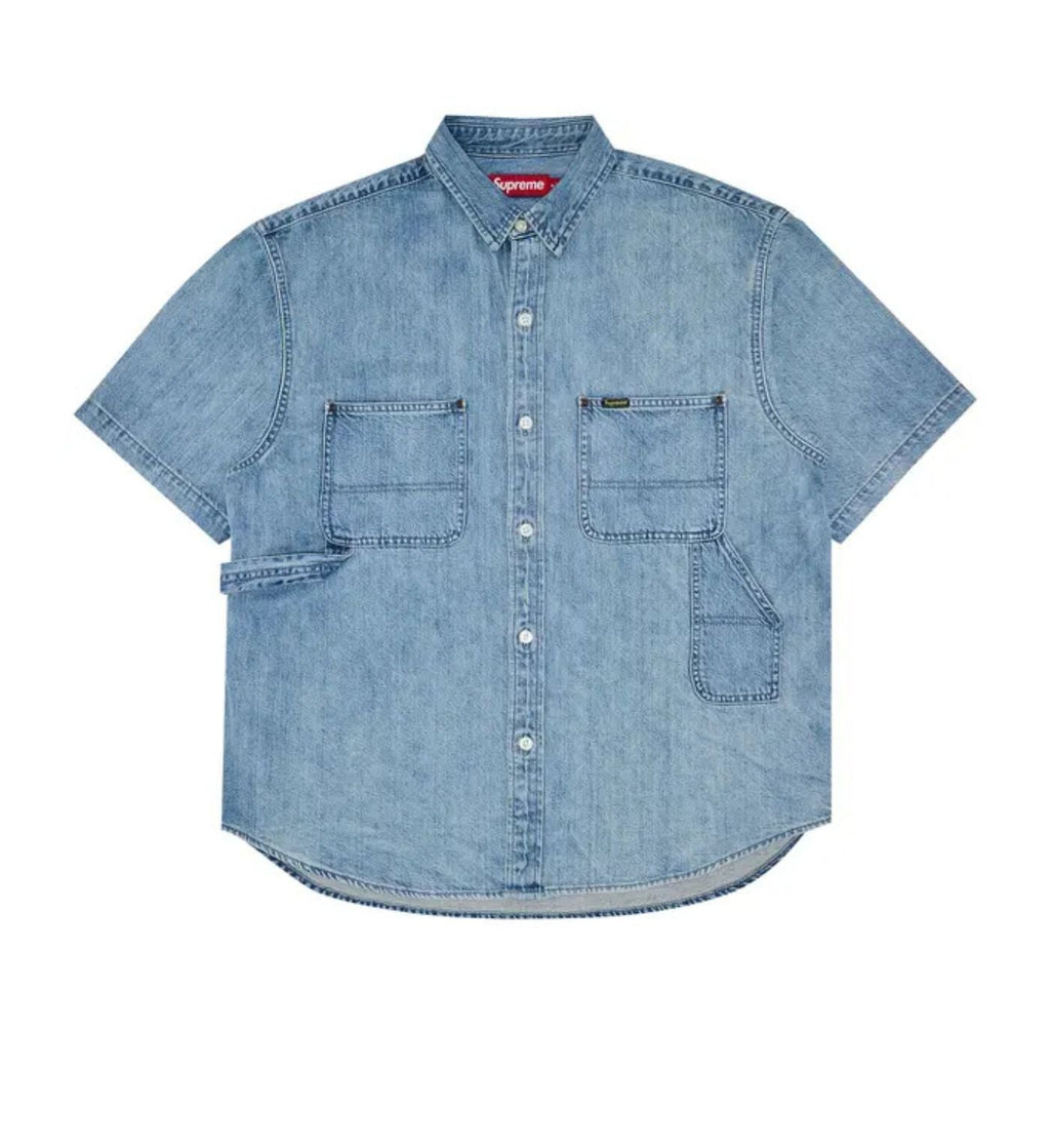 Supreme Loose Fit Short-Sleeve Denim Painter Shirt 'Washed Blue'