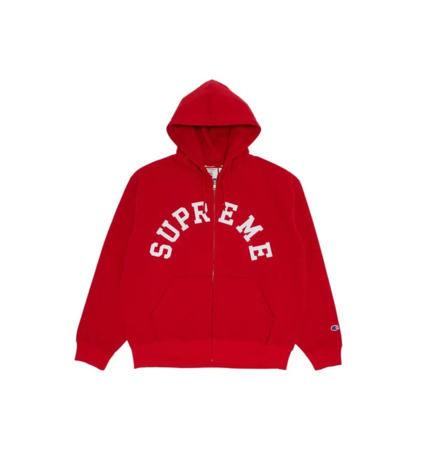 Supreme Champion Zip Up Hooded Sweatshirt Red