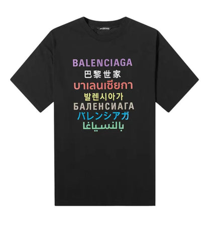 Balenciaga Languages Logo Tee 'Black/Multicolor'