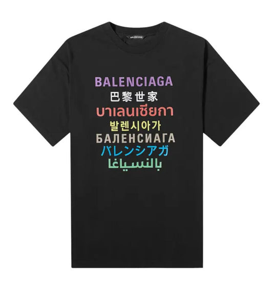 Balenciaga Languages Logo Tee 'Black/Multicolor'