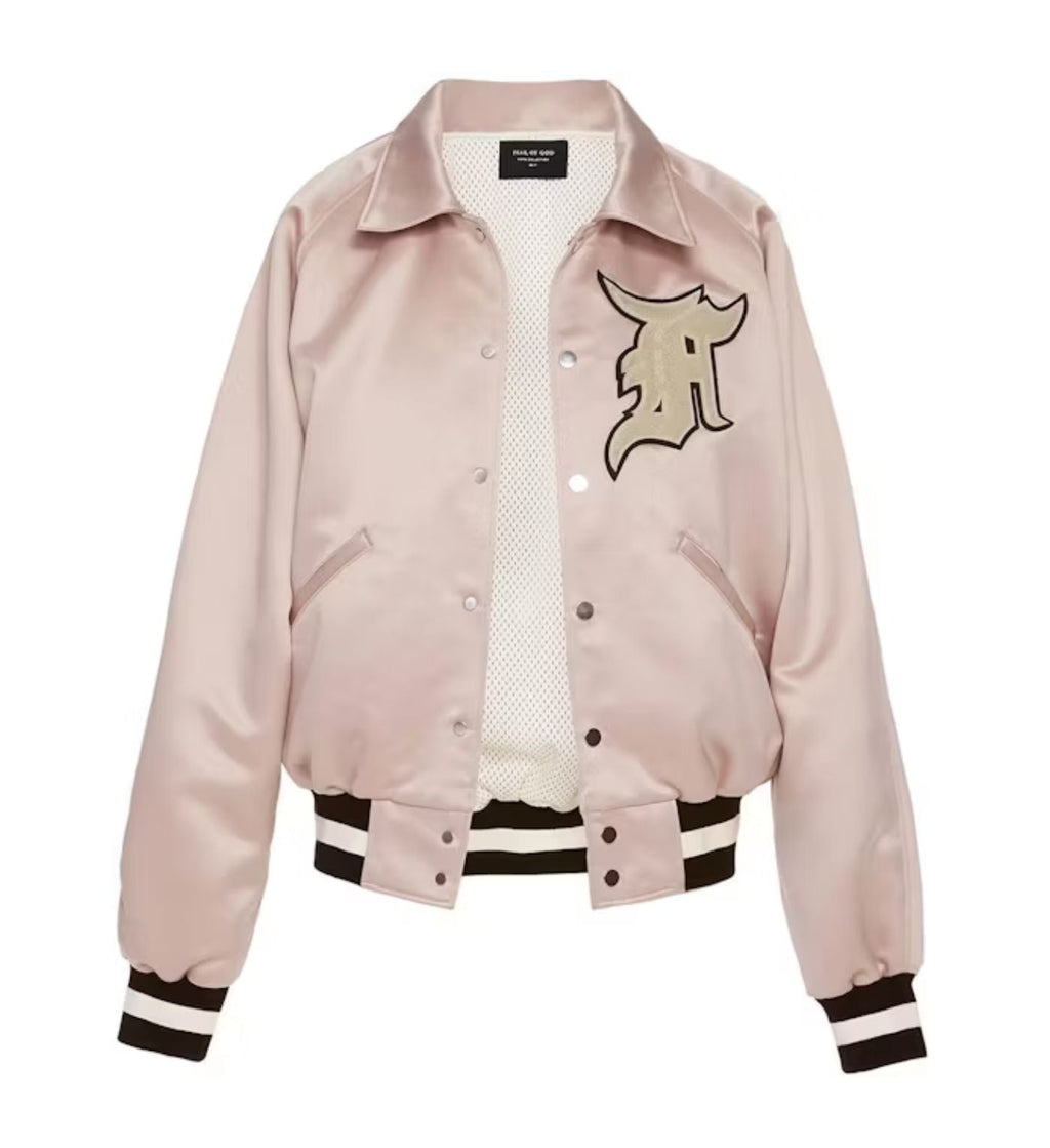 Fear of God Satin Baseball Coach Jacket Blush