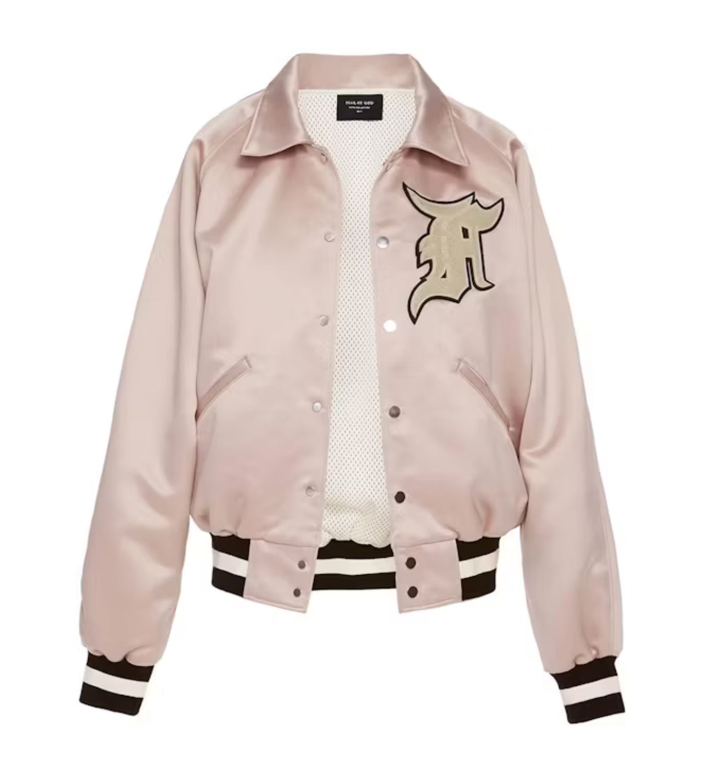 Fear of God Satin Baseball Coach Jacket Blush