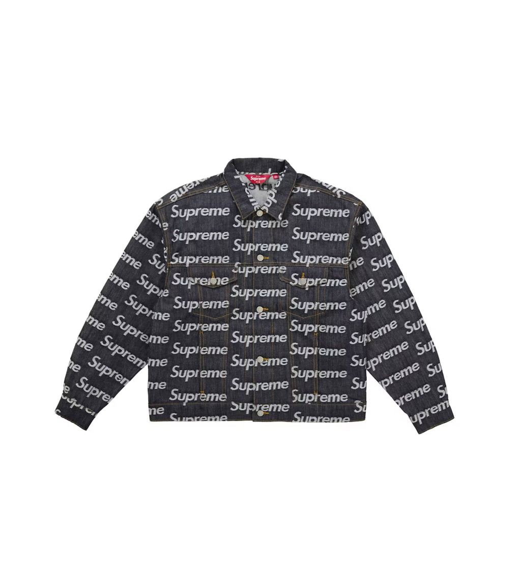 Supreme Jacquard Logos Denim Trucker Jacket