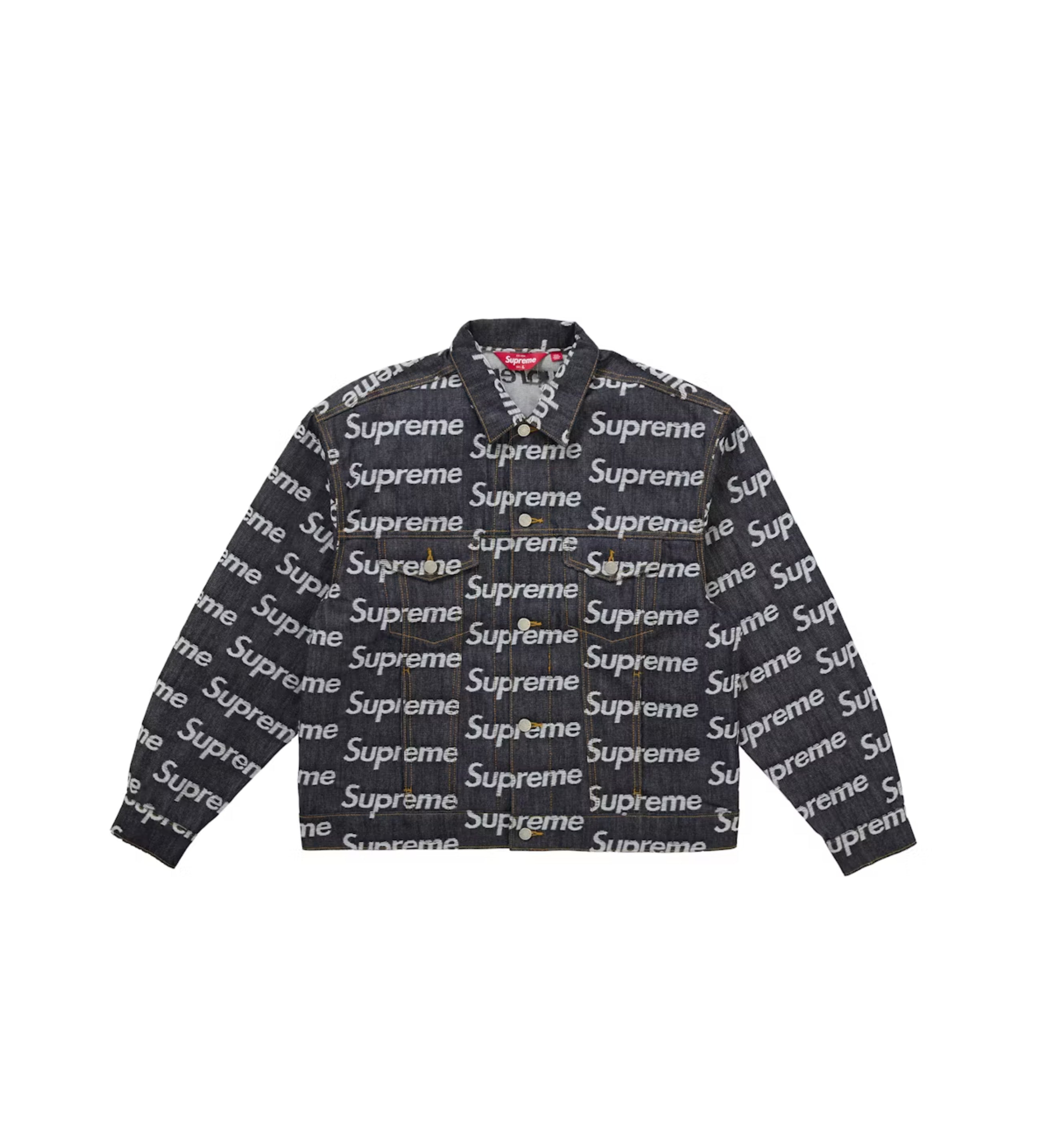 Supreme Jacquard Logos Denim Trucker Jacket