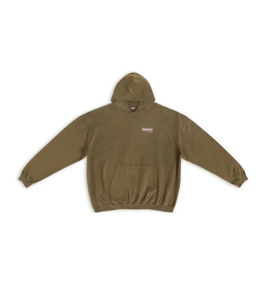 Balenciaga Men's Political Campaign Large Fit Hoodie Kaki