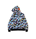 BAPE Multi Camo 2nd Shark Full Zip Hoodie 'Black'