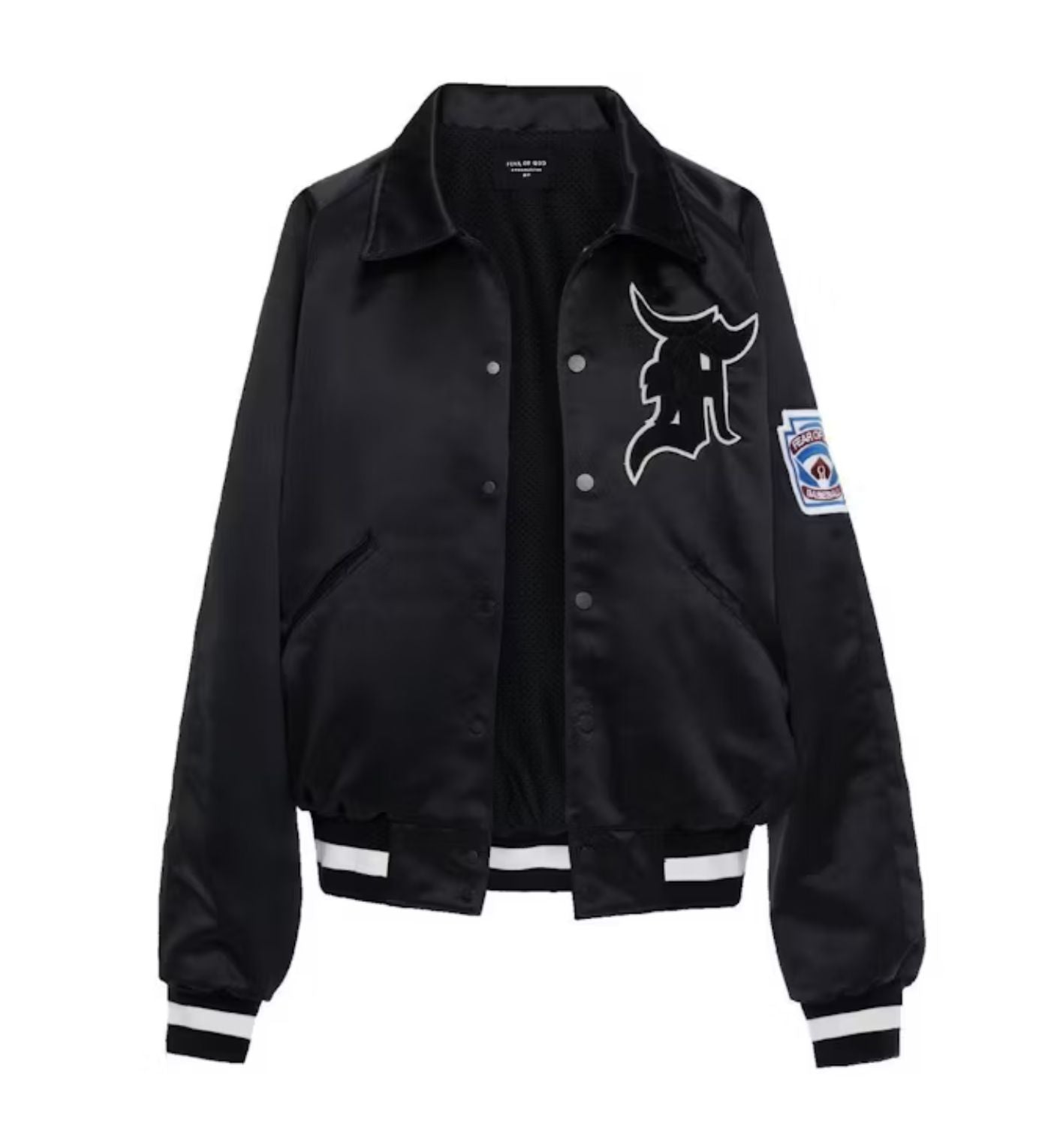 Fear of God Satin MANUEL Baseball Coaches Jacket Black
