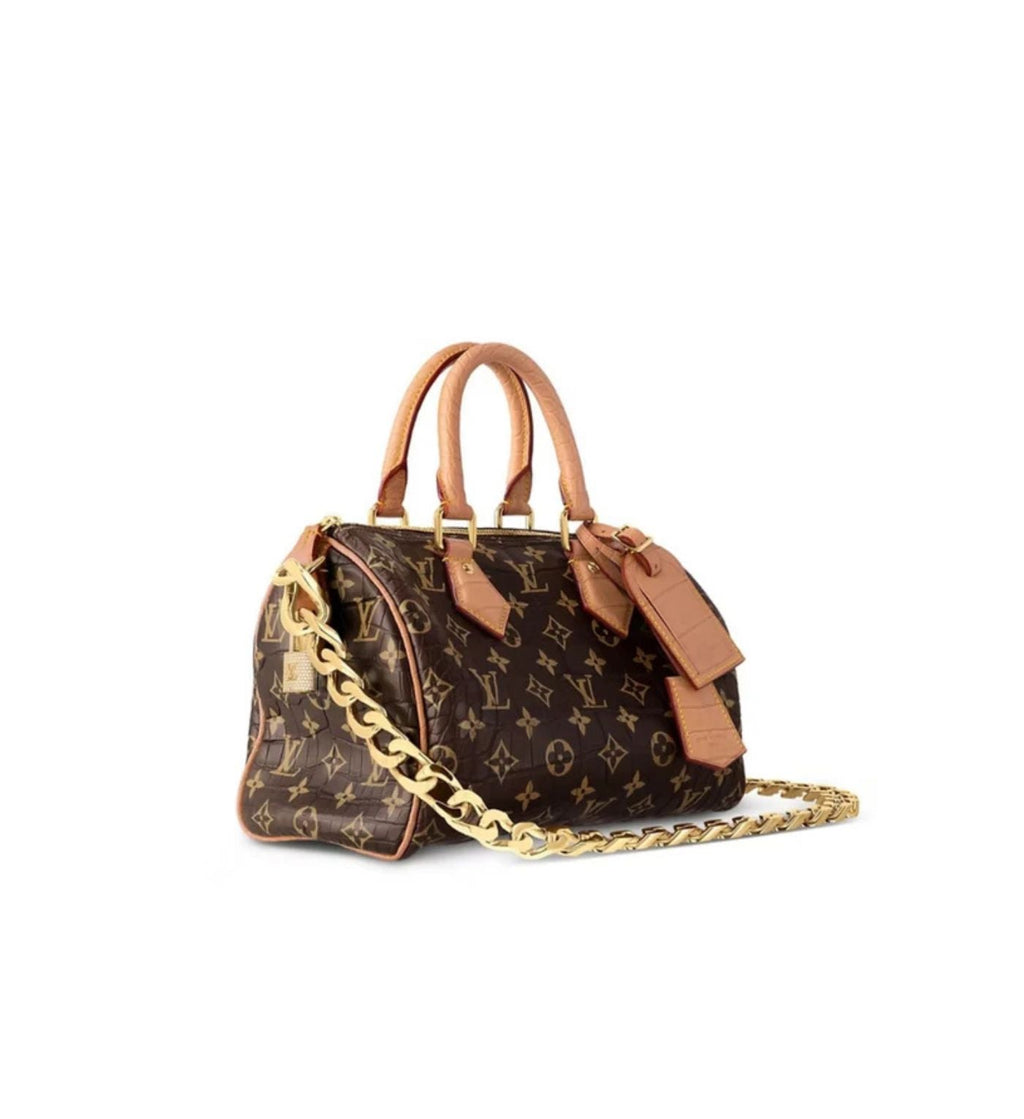 Louis Vuitton bags logo brown chain gold