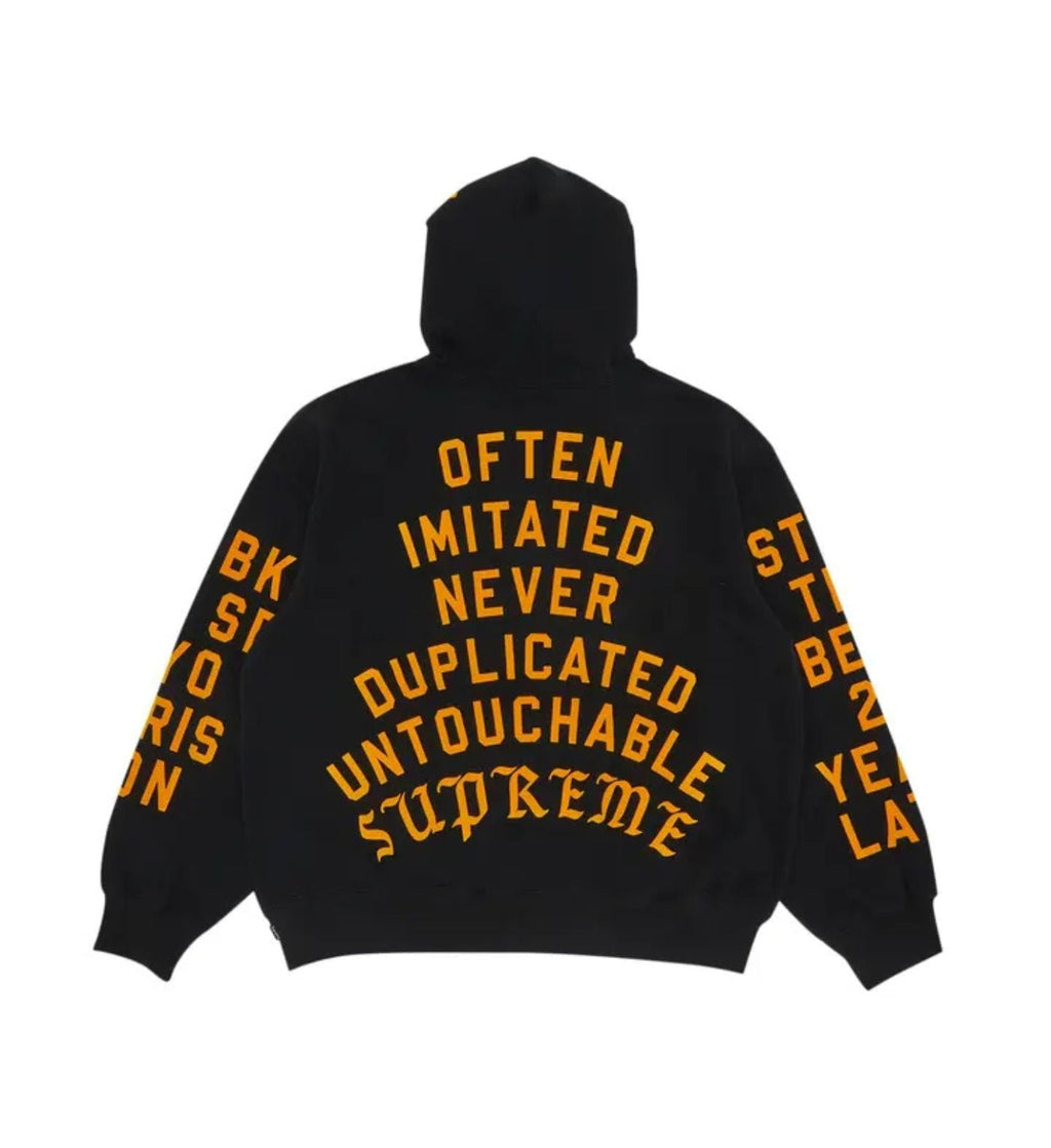 Supreme Team Flocked Hooded Sweatshirt 'Black'