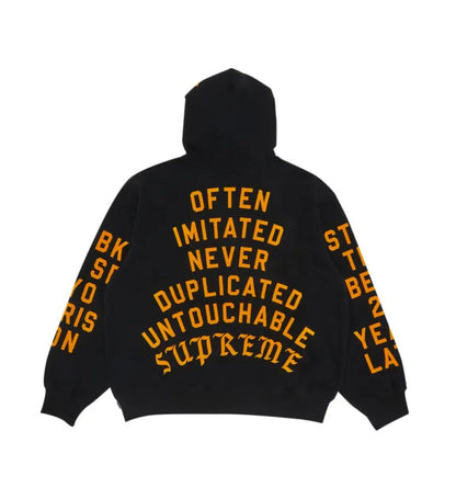 Supreme Team Flocked Hooded Sweatshirt 'Black'