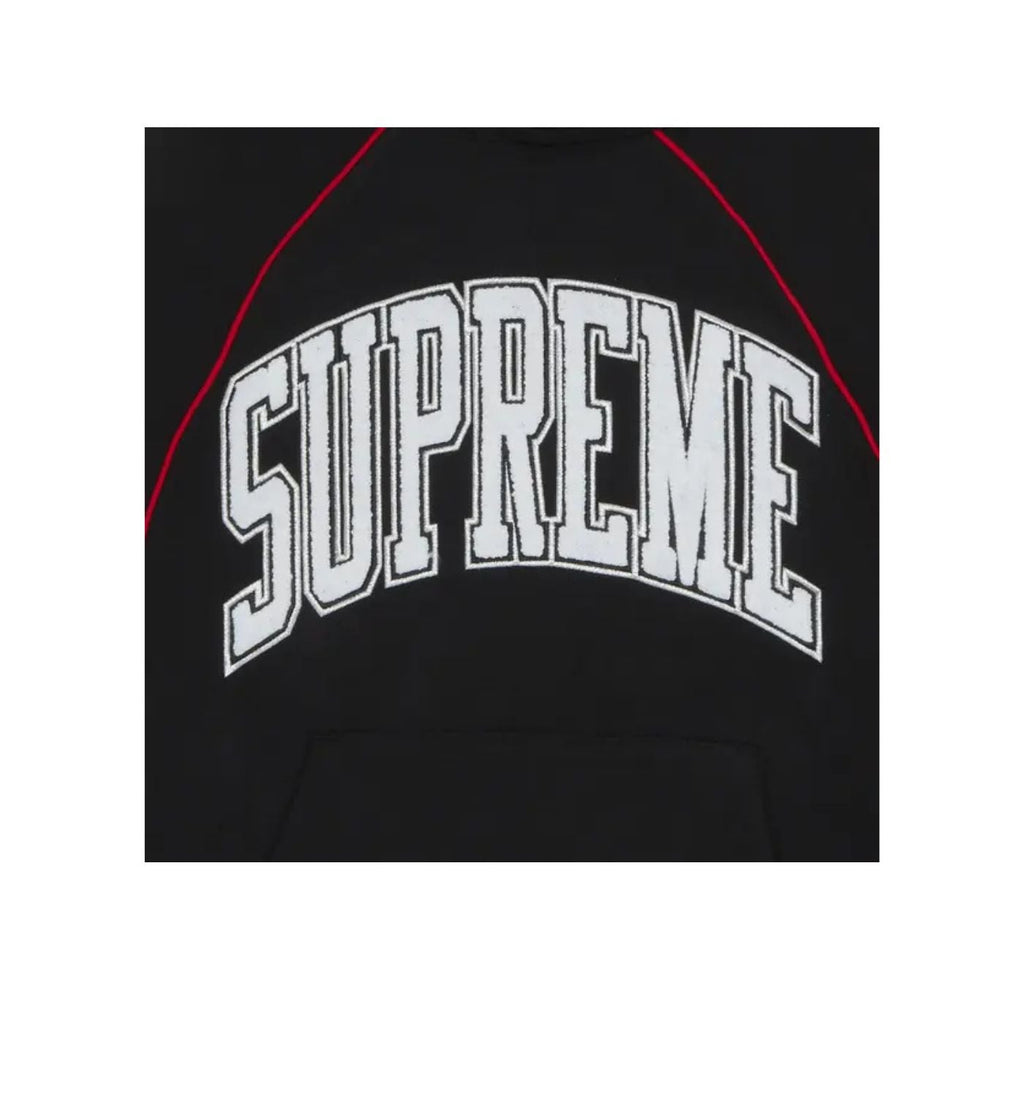 Supreme Boxy Piping Arc Hooded Sweatshirt 'Black'