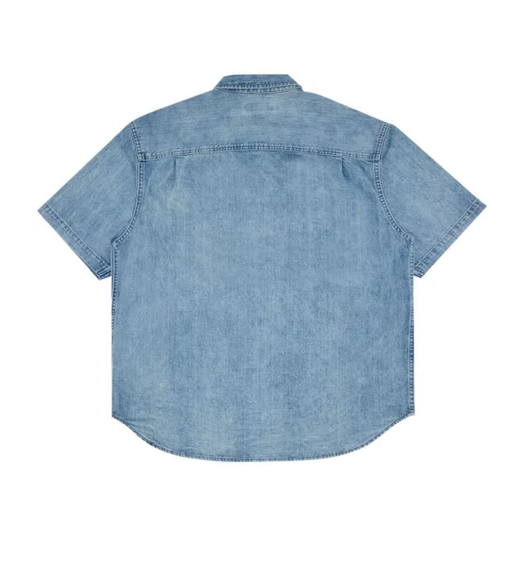 Supreme Loose Fit Short-Sleeve Denim Painter Shirt 'Washed Blue'