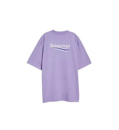 Balenciaga Political Campaign Oversized Logo-Print T-shirt Purple