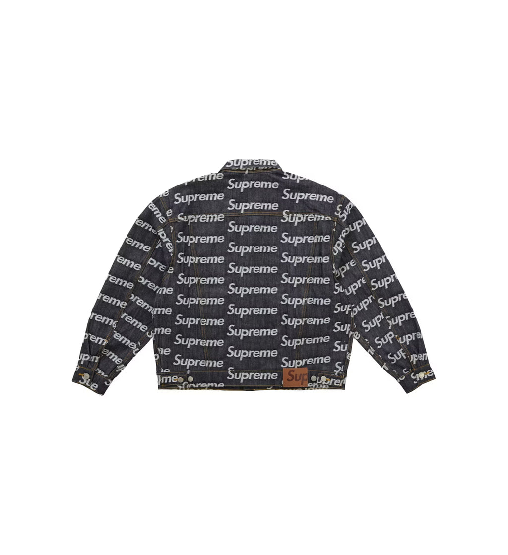 Supreme Jacquard Logos Denim Trucker Jacket