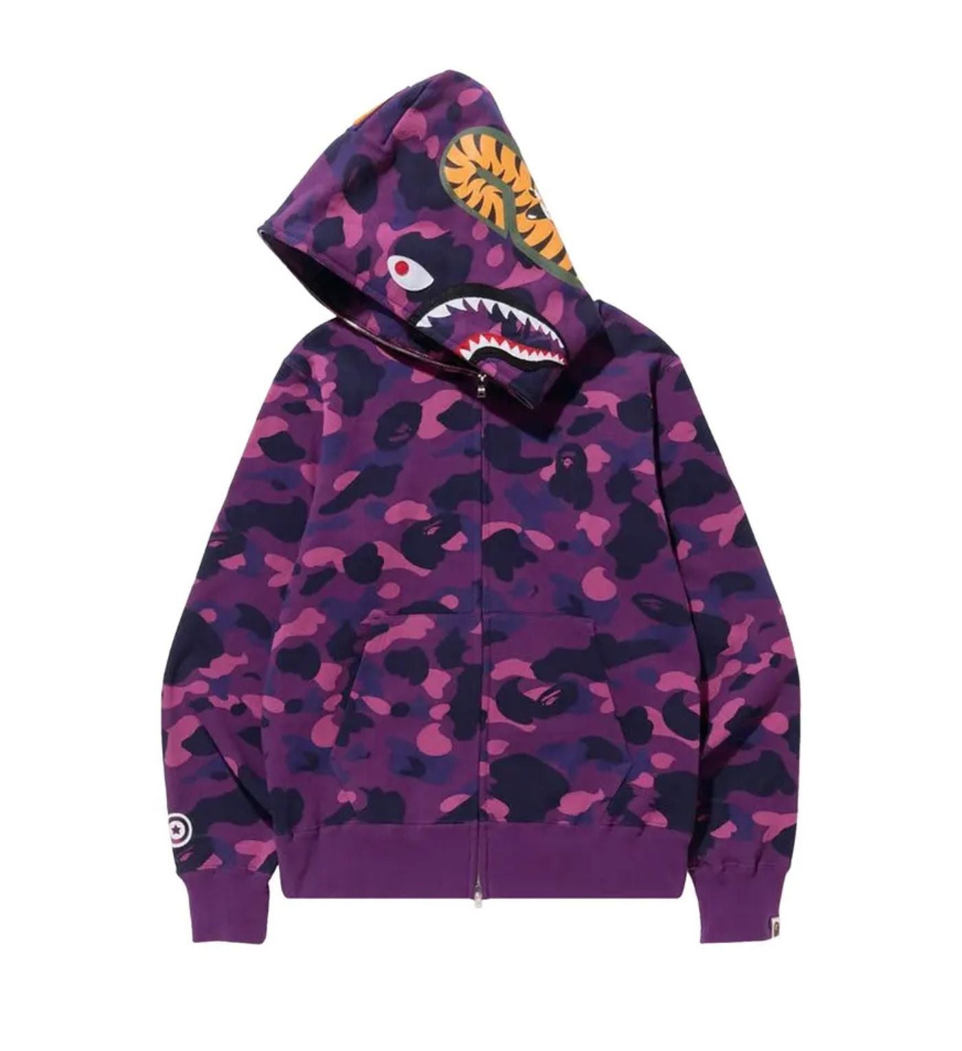 ВАРЕ Color Camo Shark Full Zip Hoodie 'Purple'