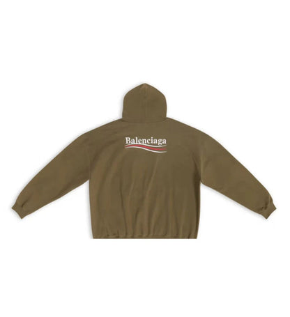 Balenciaga Men's Political Campaign Large Fit Hoodie Kaki