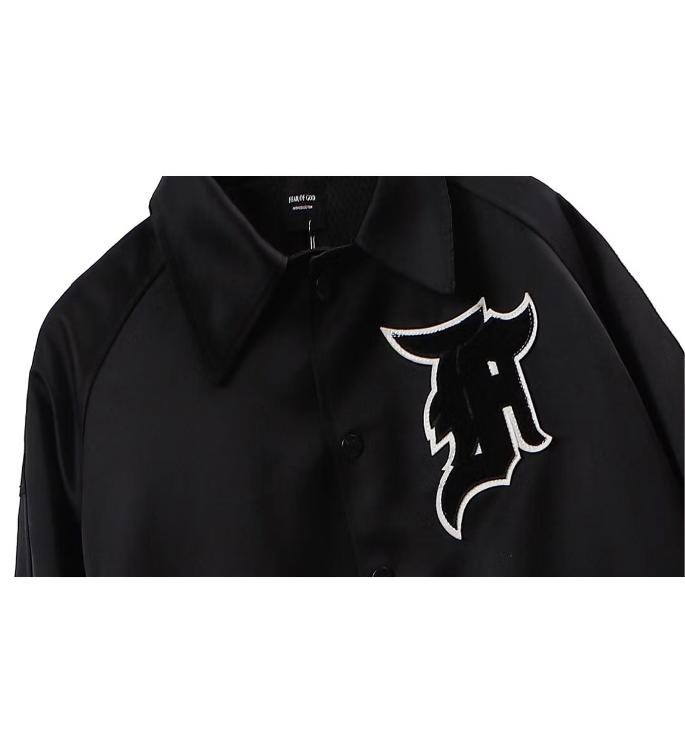 Fear of God Satin MANUEL Baseball Coaches Jacket Black