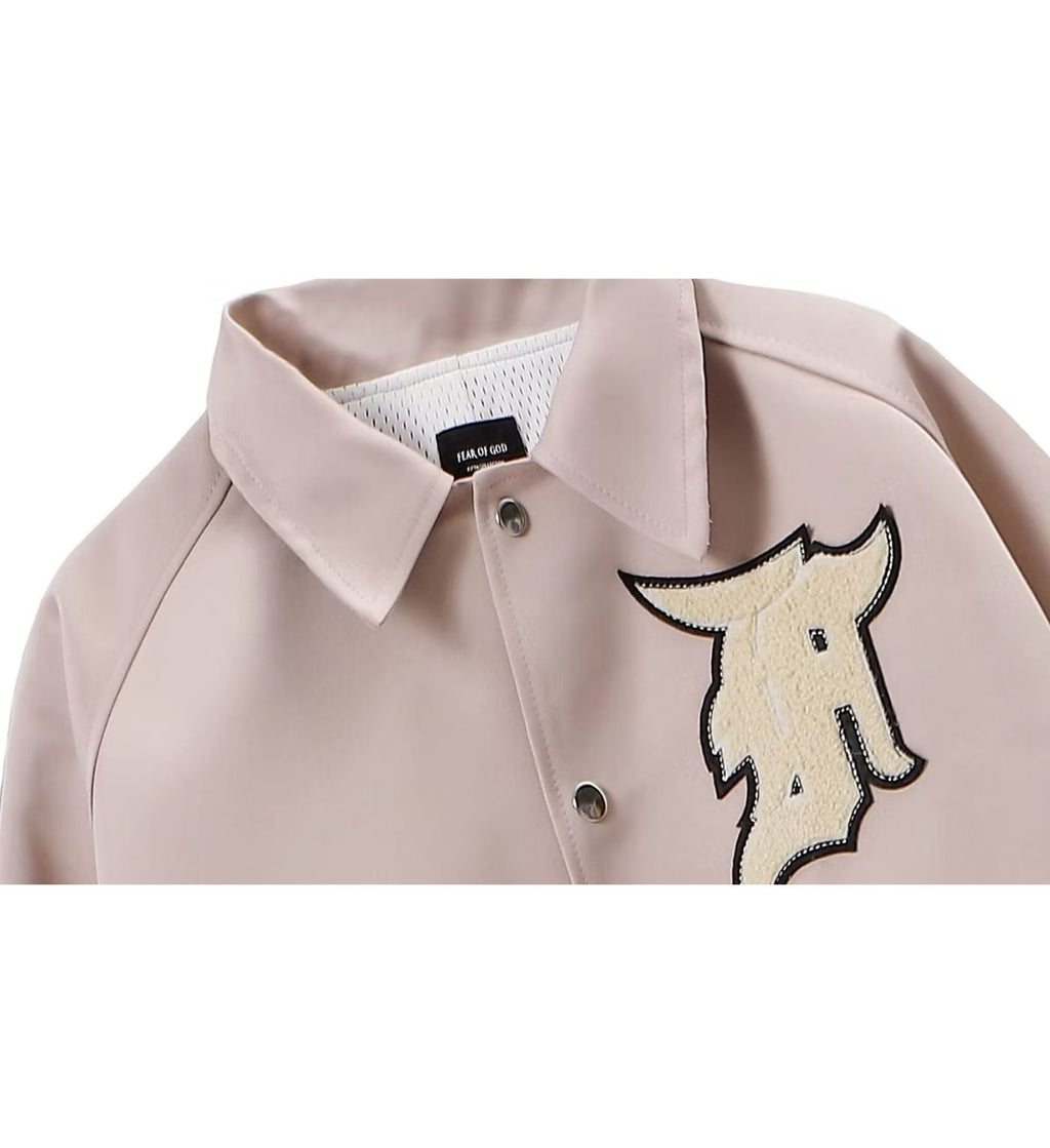 Fear of God Satin Baseball Coach Jacket Blush