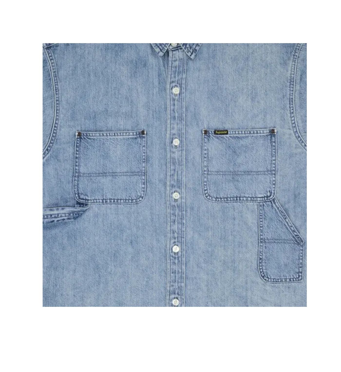 Supreme Loose Fit Short-Sleeve Denim Painter Shirt 'Washed Blue'