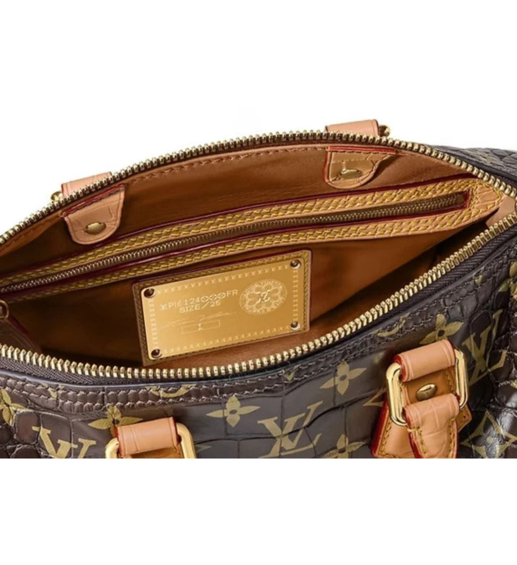 Louis Vuitton bags logo brown chain gold