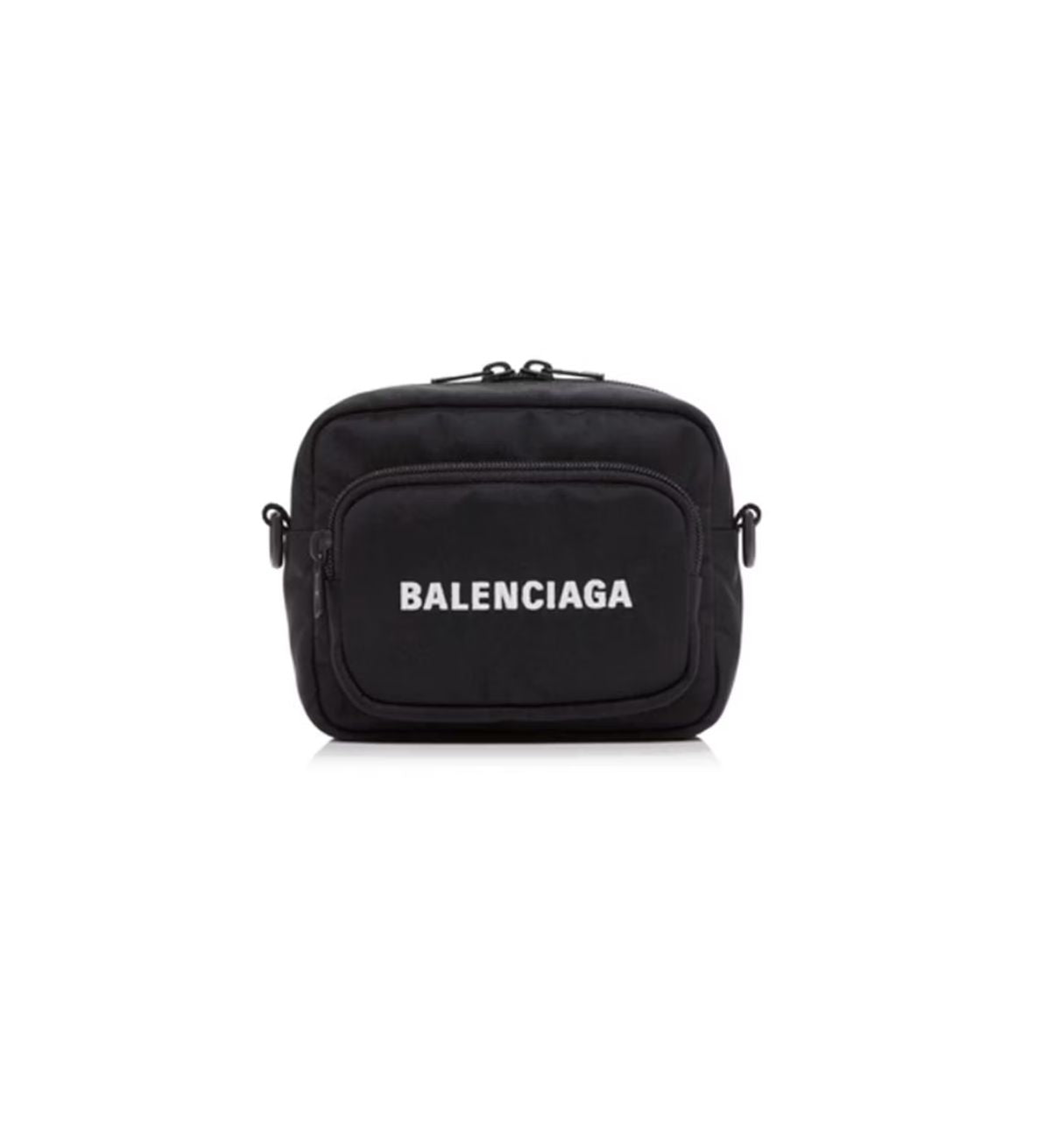 Black Balenciaga Wheel logo embroidered camera bag