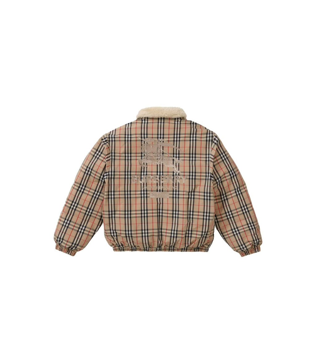 Supreme Burberry Shearling Collar Down Puffer Jacket