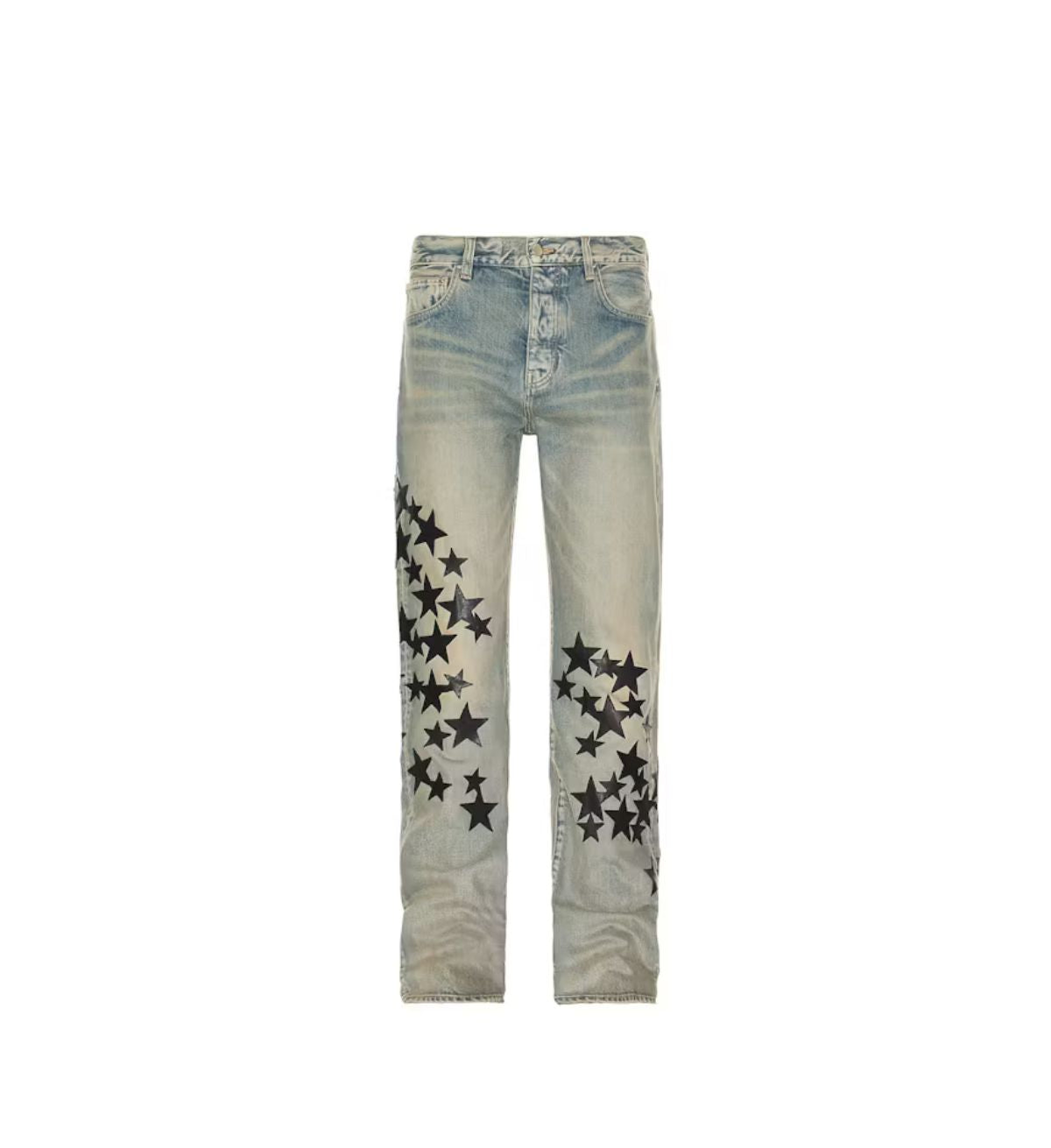 AMIRI Leather Star Straight Jeans Clay/Indigo