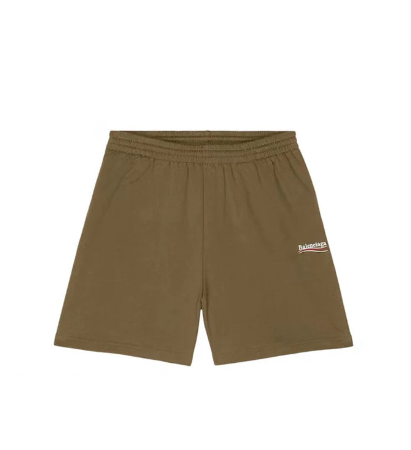 Balenciaga Political Campaign Large Fit Sweat Shorts Khaki/White/Red