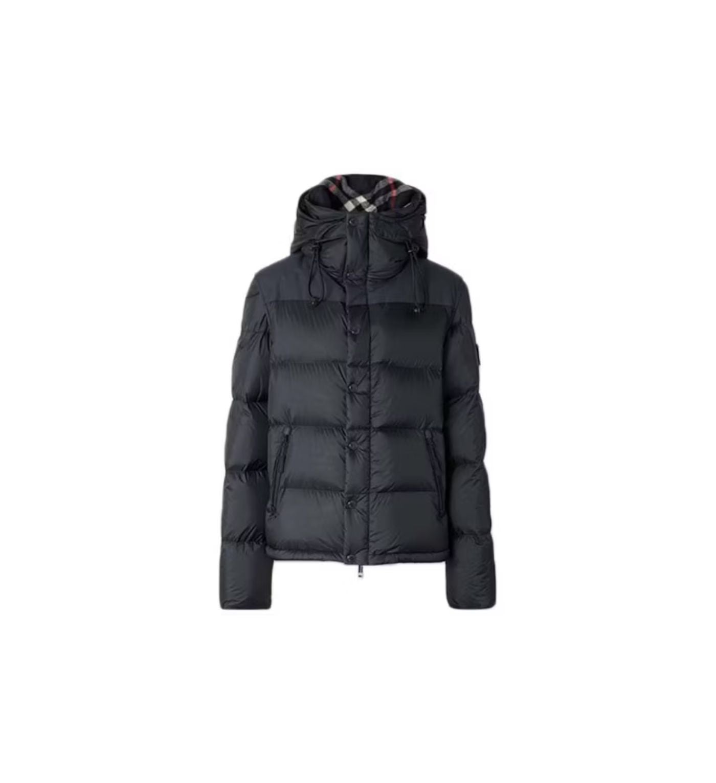 Burberry Lockwell Detachable Sleeve Check Hooded Puffer Down Jacket