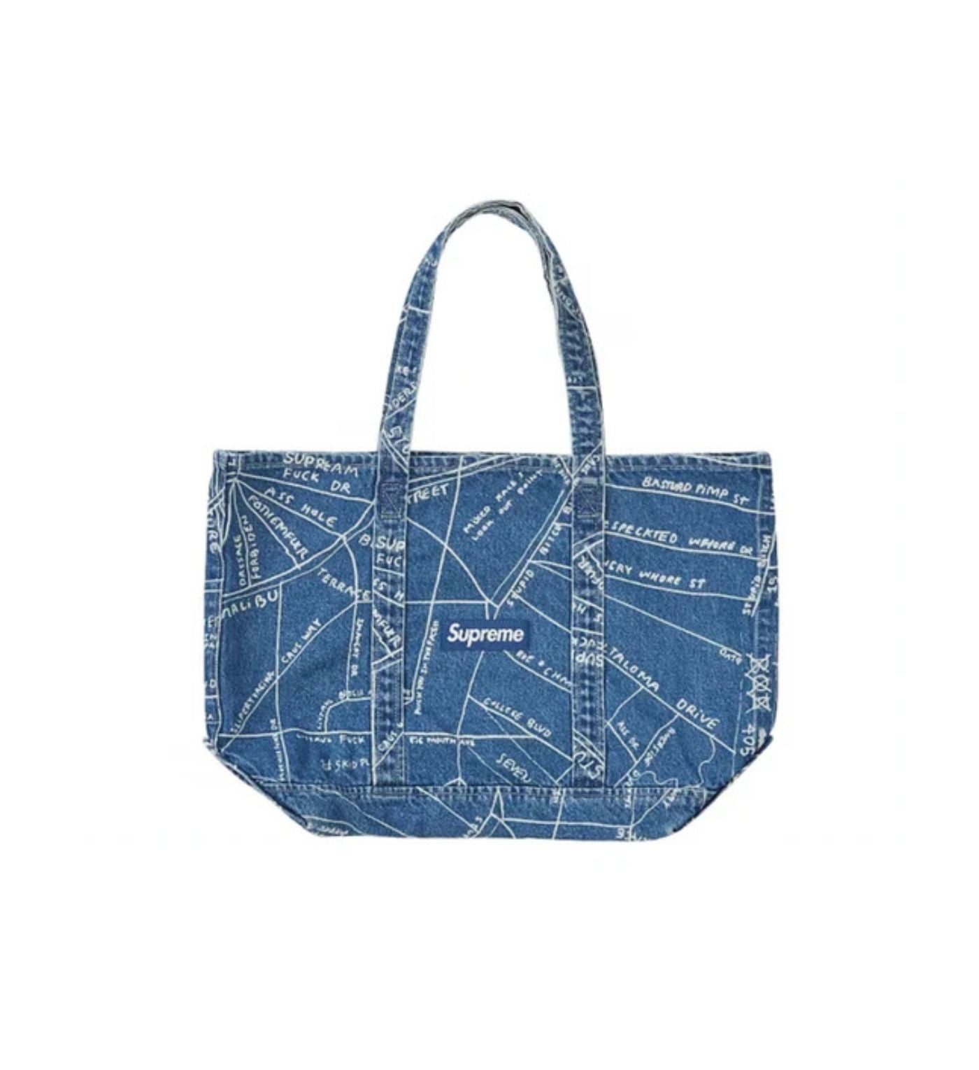 Supreme Gonz Map Denim Tote Washed Blue