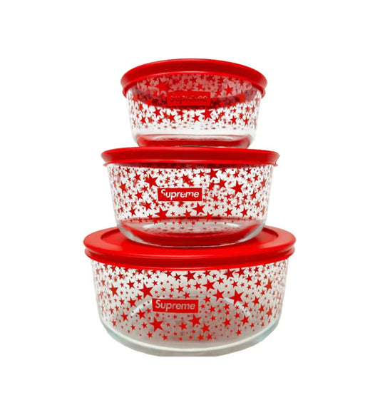 Supreme Pyrex Bowls (Set of 3) Red